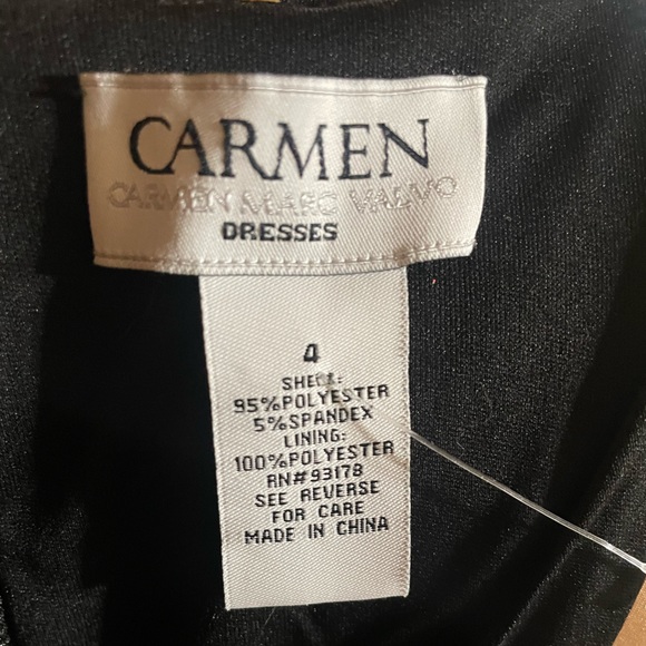 Carmen Marc Valvo black sleeveless dress with studded accents size 4 - Picture 4 of 5